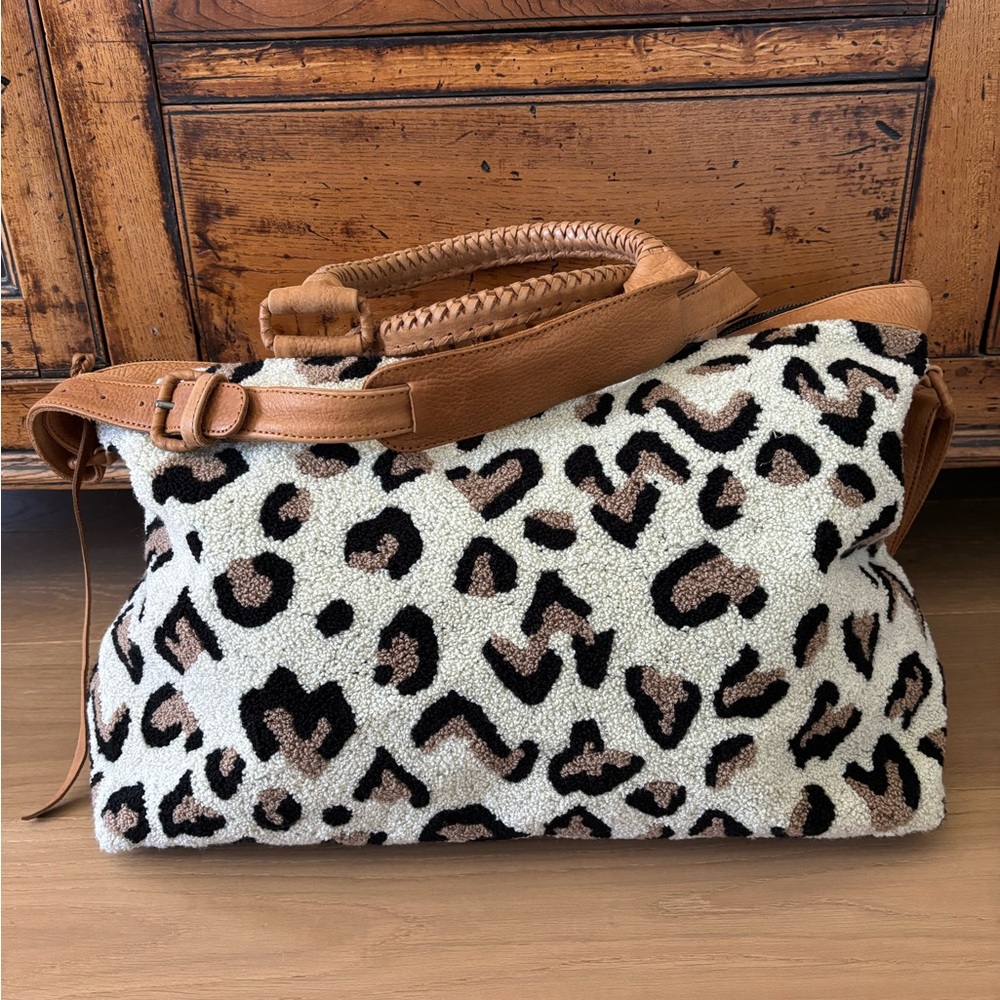 Cleobella Leopard Print and Leather weekender Bag